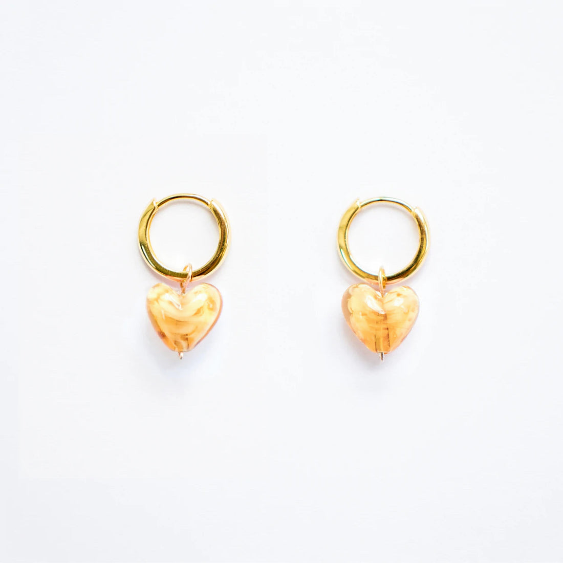 AMORE | Amber Cloudy Glass Hearts