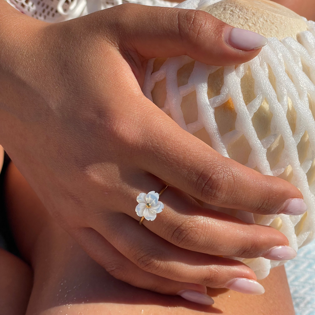 Flower Shell Ring | Adjustable